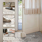 GENIMO 6x8 Area Rugs for Living Room, Non Slip Machine Washable Vintage Rugs, Low Pile Lightweight Chenille Print Large Rug for Bedroom, Dining Room, Home Office, Light Taupe Brown