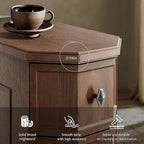 Nightstand with Charging Station, Vintage Wood End Table with 3 Drawer, Victoria Narrow Side Table, Slim Bedside Tables for Bedroom, Pre-Installation, Brown