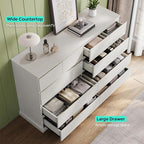 LINSY HOME 10 Drawer Dresser for Bedroom, 53" Wide Chest of Deep Drawers, Modern Farmhouse Wood Dressers with Storage, Large Drawer Organizer for Bedroom, Living Room, Handless Design, White