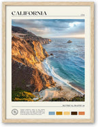 HesenDot Natural OAK Wood Coastal California Refers Framed Wall Art,12x16in Natural Seascape Canvas Wall Print,Classic Urban Landmark Wall Decor for Living Room,Bedroom,Office Gallery Gifts Set of 1