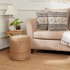 REDEARTH · Cylindrical Pouf Ottoman - Braided Pouffe Accent Sitting Round Footrest for Living Room, Bedroom, Nursery, kidsroom, Patio, Gym; 100% Jute Set of 2 (14.5"X14.5"X16"; Natural)