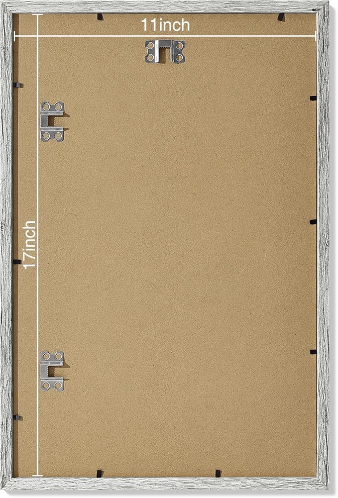 Vittanly 11x17 Picture Frames Set of 9, Shatter Resistant Plexiglass, Display 8x12 Pictures with Mat or 11x17 without Mat, Photo Frames for Wall Mount, Engineered Wood, Grey