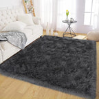 Latepis Dark Grey Rugs 6x8 Area Living Room Faux Sheepskin Fur Rug for Bedroom Washable Shag Fuzzy Furry Rug Home Décor, Rectangle