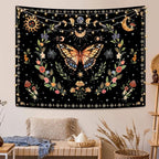 Lunerfex Boho Butterfly Tapestry Flower Moon Wall Tapestry, Moon Phases Tapestries for Bedroom Cute Tapestries Wall Hanging for Bedroom Living Room Decor Butterfly-1 60"x80"