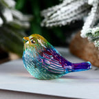 Crystal Glass Bird Figurines Glass Robin Bird Decoration Paperweight Hand Blown Glass Art Animal Collectible Figurines Gift for Women (Colorful)
