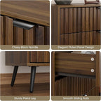 Wanlut Fluted 4 Drawer Dresser for Bedroom, 35.4" Tall Bedroom Dresser with Metal Feet, Wooden Storage Organizer Cabinet Chest of Drawer for Closet, Living Room, Hallway