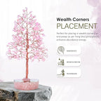 Crocon Rose Quartz Heart Shape Base Crystal Tree Gifts for Women, Healing Crystals Tree of Life Present Crystal Feng Shui Bonsai Trees for Positive Energy Good Luck Home & Office Decoration Gifts