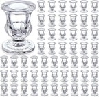 Foaincore 54 Pcs Candlestick Holders Bulk 2.5 Inch Taper Candle Holder for Table Centerpiece Thick Glass Ritual Candle Stand for Wedding Christmas Valentines Festival Party Decorations(Clear)
