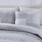 Secgo Queen Comforter Set for Bed - 100% Cotton Quilts Queen Size, Black Bedspreads (90 * 98 Inch) with 2 Pillow Shams, Patchwork Reversible Lightweight Bedding