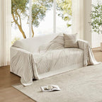 Boho Couch Cover Washable Sectional Couch Covers for Dogs Reversible Sofa Slipcover for 2 or 3 Cushion Couch Pet Friendly Furniture Protector (1# Khaki, 71" x 118")