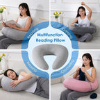 QUEEN ROSE Reading Pillow for Gaming, Lap Desk Pillow for Sitting in Bed or Sofa, Compact Arm Support Pillow for Reading, Playing or Crocheting, Cooling Pink