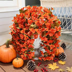 Bougainvillea Artificial Flowers Plants for Outdoors Outside Fall Autumn Decor, 2 pcs Faux Silk Long Trailing Vines UV Resistant Look Real Orange Fake Flowers for Front Door Porch Planter Urn Patio