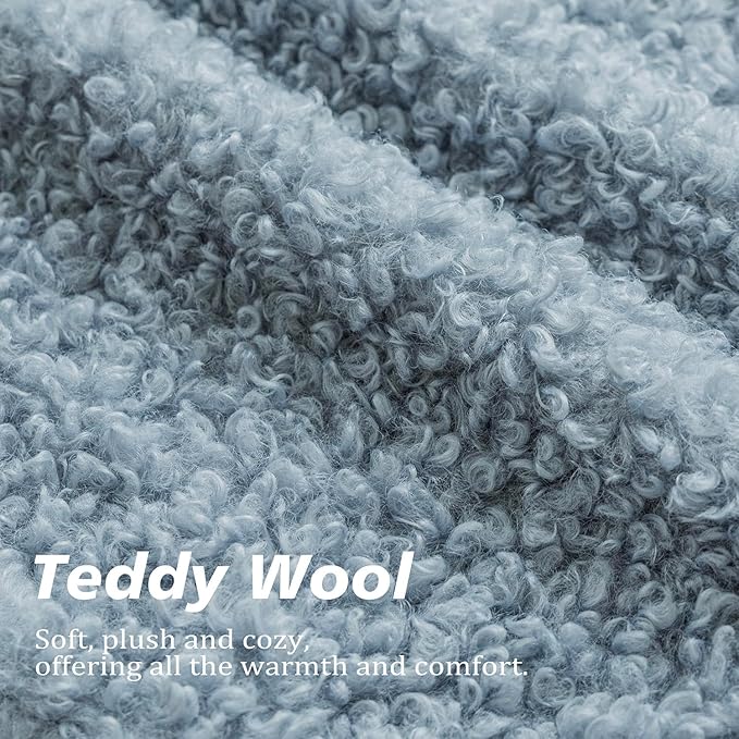 Foindtower 2 Pieces 26x26 Inch Misty Blue,Faux Fur Throw Pillow Cover Accent Sherpa Furry Pillow Covers Fuzzy Soft Pillowcases Cozy Sheepskin Decorative Fleece Cushion Case for Bed Couch Living Room