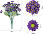 Daisy Artificial Flowers for Outdoors Summer Fall Decoration, 6 Bundles Fake Mums Purple Silk Flowers for Outside Look Real UV Resistant Faux Flowers Plants for Planter Front Door Home Indoor Porch