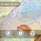 LEMON CLOUD Rainbow Window Film, 11.8 x 157.4 Inch, Static Cling, UV Protection 99%