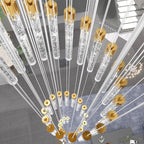 25-Light High Ceiling Chandelier Modern Crystal Lights for Living Room Foyer Flush Mount Sloping Ceiling Pendant Light Fixture Crystal Drop Light for Hallway Staircase