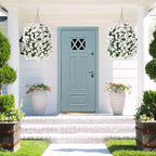 Artificial Bougainvillea Faux Flowers Plants Baskets for Outdoor Outside Summer Decoration, 3 PCS Fake Silk Long Hanging Vines UV Resistant Realistic for Front Door Porch Patio Balcony, White