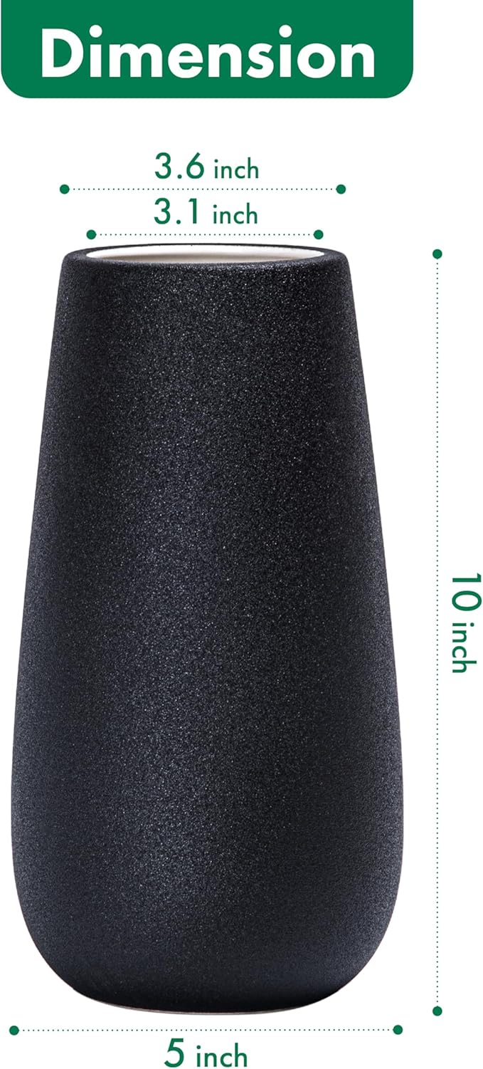 D'vine Dev 10 Inch Raven Grain Elegant Oval Ceramic Vase for Flowers, Home Décor Vase with Design Box, VS-LD-B-3