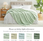 Amélie Home Luxury Striped Faux Fur Throw Blanket for Couch, Embossed Split Fur Cozy Fuzzy Fluffy Luxurious Soft Plush Sofa Chair Bed Gift Blankets for Women Men Wife Friend, 60"x80", Sage Green