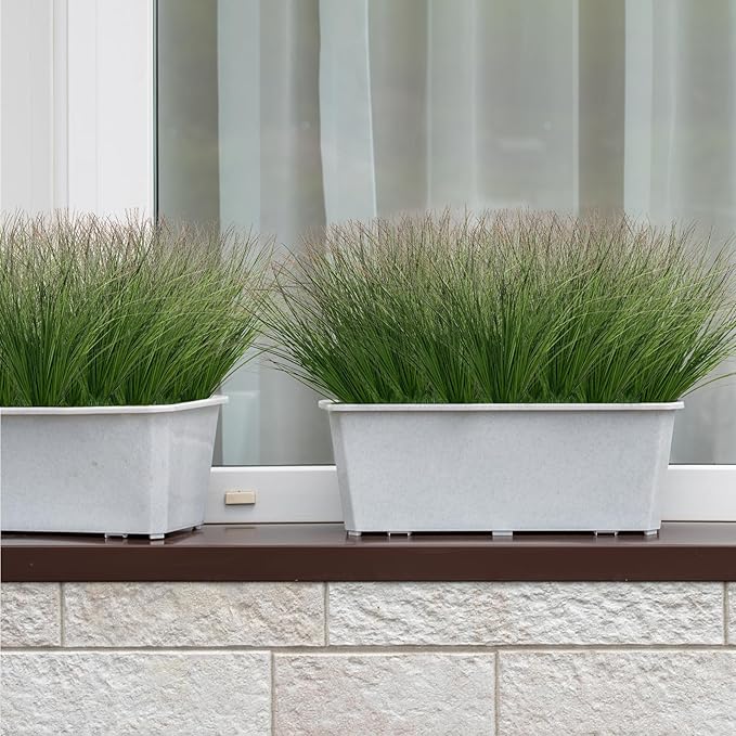 24PCS Realistic Minimalist Artificial Grass, Green, 17 inches, Plastic, Perfect for Indoor and Outdoor Decoration