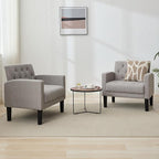 TYBOATLE Accent Chairs Set of 2 Comfy Living Room Chair Tufted Mid Century Modern Accent Chair, Cozy Upholstered Reading Arm Chair for Office, Bedroom (Light Grey, Set of 2)