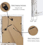 5x7 Picture Frame Set of 4, 5 x 7 Wood Photo Frames with Mat for 4x6, Rustic Natural Wooden Frame with Real Glass Cover for Wall and Tabletop Display,Distressed White