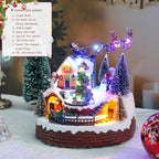 Bdor Christmas Village Tabletop Decoration with Rotating Train, Music and Lights – Lighted Christmas Scene with Santa Sleigh, Tree, and Kids – Battery or Plug Powered