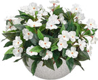 Artificial Impatiens Bouquet Flowers for Outdoors Silk Faux Flowers for Outdoor Impatiens Plants Decor Indoor Planters Kitchen Planters and Balcony Decorations 2PCS (White)