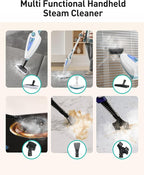 12-in-1 Steam Mop, Fast 15-Sec Heat-Up, 1500W Detachable Handheld Steam Cleaner with 2 Dirt Grip Pads, Removes 99.99% Stubborn Stains for Hardwood Floors, Windows, Tiles, Furniture, Pearl Teal