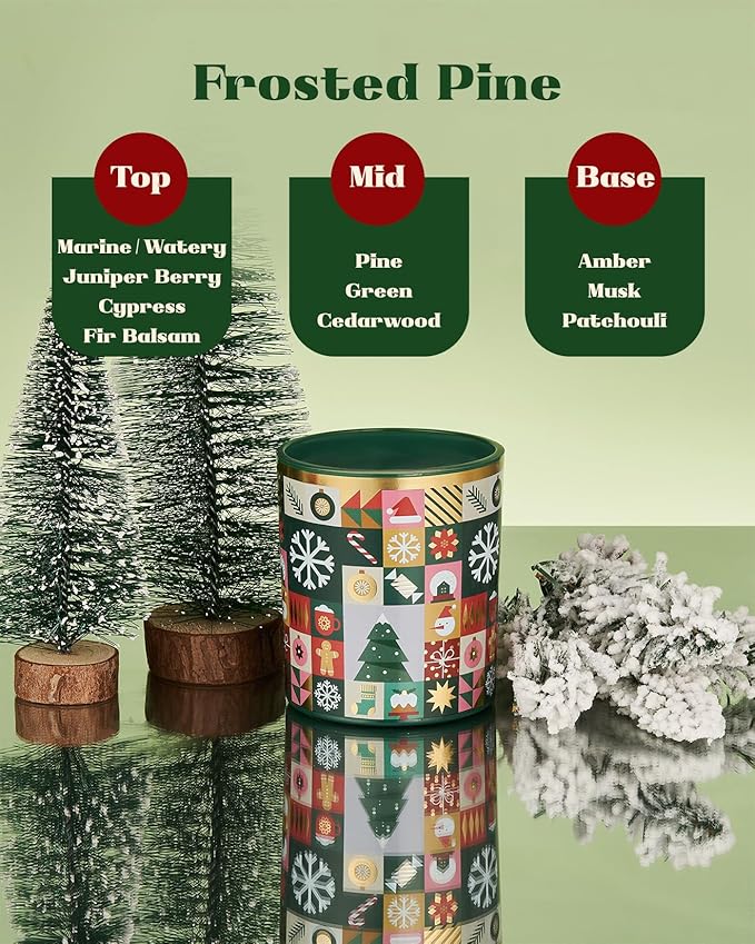 M&SENSE Fir & Pine Scented Winter Candle 55 Hours Long Lasting Wood Scent Gift for Christmas, 9.9oz All Natural Soy Wax Clean Non Toxic Candle for Housewarming & Stress Relief