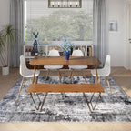 Rugcomf 8x10 Area Rug Washable Boho Rug Soft Non-Slip Non-Shedding Faux Wool Vintage Rug for Living Room, Farmhouse, Dining Room, Indoor, Kids Playroom, Grey and Black