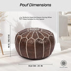 Handmade Moroccan Genuine Leather Pouf Ottoman Cover – Unstuffed Foot Stool Ottoman, Boho Foot Rest Under Desk, Round Ottoman for Living Room, Bedroom - Housewarming Gifts New Home, Weddings Gifts