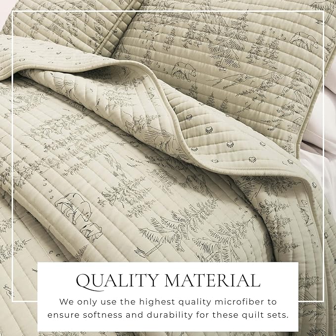 Great Bay Home Full/Queen Reversible Rustic Lodge Bear Bedspread Quilt with Shams - All Season Cabin Coverlet Bedding Set (Includes 1 Quilt, 2 Pillow Shams)