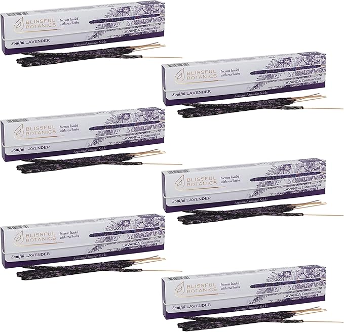 Tulasi Lavender Smudge Incense Sticks Pack – 48 Natural Smudge Sticks (6 Boxes x 8) | Long Burning (55 Min) | Aromatherapy, Spiritual Cleansing, Meditation, Mood Lifting, Air Purifying Incense