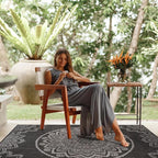 CAMILSON Outdoor Rug 5x7 Modern Area Rugs for Indoor and Outdoor Patios and Porches - Waterproof Washable Non-Shedding Easy-to-Clean Outside Carpet (5 x 7, Medallion - Dark Grey/Light Grey)