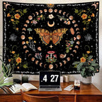 Aipon Orange Butterfly Moon Flower Tapestry Botanical Floral Plant Boho Tapestry for Bedroom Aesthetic Vintage Tapestries Wall Hanging for Living Room Dorm (44.00'' × 60.00'', Orange)