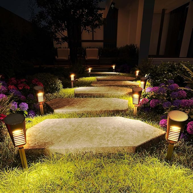 Solar Lights Outdoor Pathway 12 Pack, Solar Pathway Lights Outdoor Auto On/Off Waterproof Garden Landscape Lighting for Path, Yard, Walkway, Driveway, Lawn, Patio, Outside Decor, Warm White