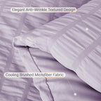 MUXHOMO 7 Pieces California King Comforter Set, Seersucker Bed in a Bag Cal King Size, All Season Luxury Bedding Set with Comforter, Flat Sheet, Fitted Sheet, Pillowcases & Shams, Lavender