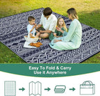 GAOMON Reversible Outdoor Rug 9'x18' Waterproof Plastic Straw Rug, Patio Rug, Large Modern Area Rug Carpet, Indoor Outdoor Rugs for Camping, Porch, Deck, Balcony, Backyard, Dark Blue/White(Bohemia)