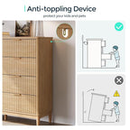 LINSY HOME Fluted Dresser for Bedroom with 8 Drawers, 47" Wide Mid Century Modern Dressers, Tall Boho Chest of Drawers, Large Wood Accent Storage Cabinet for Living Room, Curved Profile Design, Oak