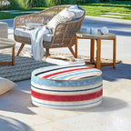 LVTXIII Inflatable Stool Ottoman Footrest with Handle, Decorative Fade-Resistant Foot Stool, Indoor or Outdoor Pouf for Home Garden and Camping Use, D21 x W 21 x H9, Stripe Red Blue