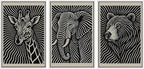 SIGNWIN Framed Canvas Print Wall Art Wildlife Portrait Giraffe, Elephant, and Bear Photography Modern Art Minimalist Black and White for Living Room, Bedroom, Office - 24"x36"x3 White