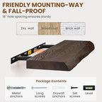 55" Floating Shelves, Live Edge Elm Wood Floating Shelf for Wall, Wall-Mounted Display Shelves with Invisible Heavy-Duty Bracket, Long Floating Shelf for Bathroom, Kitchen, Living Room, Walnut Color