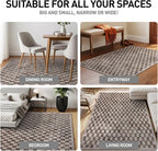 Rugshop Beige Checkered Area Rug – Textured Grid Pattern Carpet for Living Room, Bedroom, or Office – Neutral Contemporary Soft Floor Décor 2' 3" x 8' Runner Beige