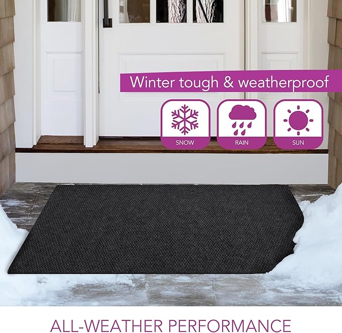 iCustomRug Entryway Door Mat – 3x4ft Black, Indoor/Outdoor, Non-Slip Rubber Backing, Low-Profile All-Weather Carpet, Non-Shedding & Easy Care, Entryway Mat Ideal for High Traffic Areas