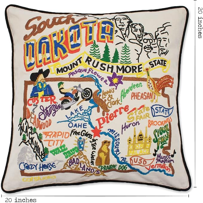 Catstudio South Dakota Embroidered Decorative Throw Pillow