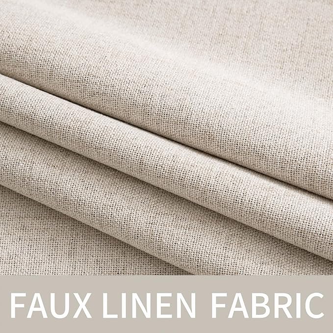 MIULEE Linen Textured Curtains for Bedroom Solid 100% Blackout Thermal Insulated Natural Grommet Room Darkening Curtains & Drapes Luxury Decor for Living Room Nursery 52 x 45 Inch (2 Panels)