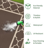 GENIMO 6' x 9' Outdoor Rug Waterproof for Patio Decor, Foldable Reversible Plastic Straw Area Rugs Mat for Camper, Outside Carpet for Rv, Deck, Porch, Picnic, Beach, Balcony, Coffee & Beige