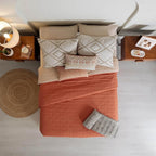 Vianney King Size Comforter Novo Terracotta Reversible Lightweight Quilt Blanket 110x93 inches Soft Cozy Bedding in Reddish Brown and Light Brown