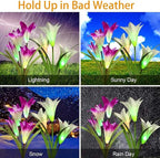 Solar Lights Outdoor Waterproof, 4 Pack Garden Decor Lights, 16 Multi-Color Changing Lily Solar Flowers for Yard Patio Pathway Decor, Gifts for Women Mom (4 Pack)